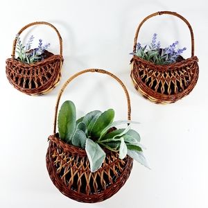 Fern Wall Baskets Set of 3 Wicker Planters